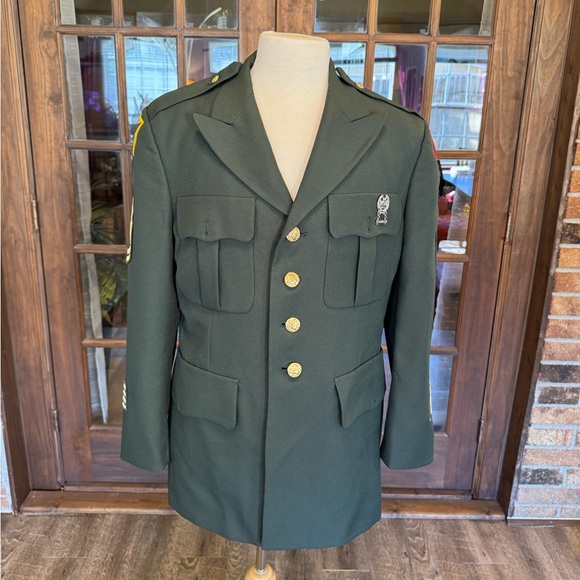 Men’s Army Military Uniform Dark Green Officer’s Jacket 44R - Picture 3 of 15